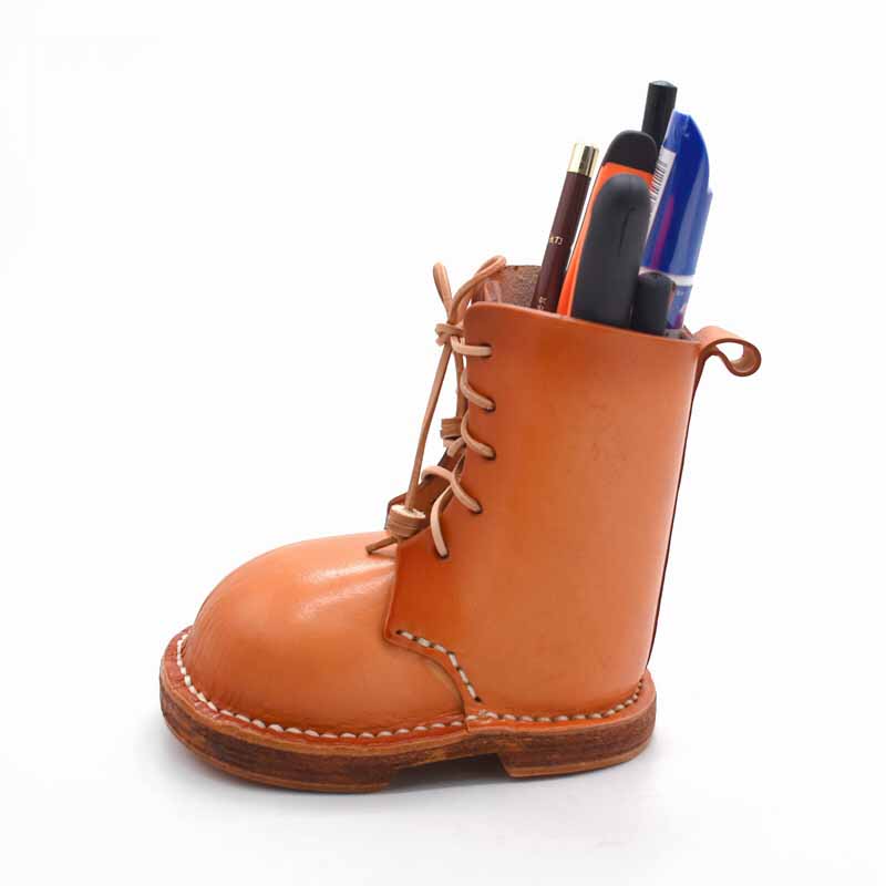 Classic Handmade Genuine Leather Shoe Pen Holder, Unique Gift-Homelova