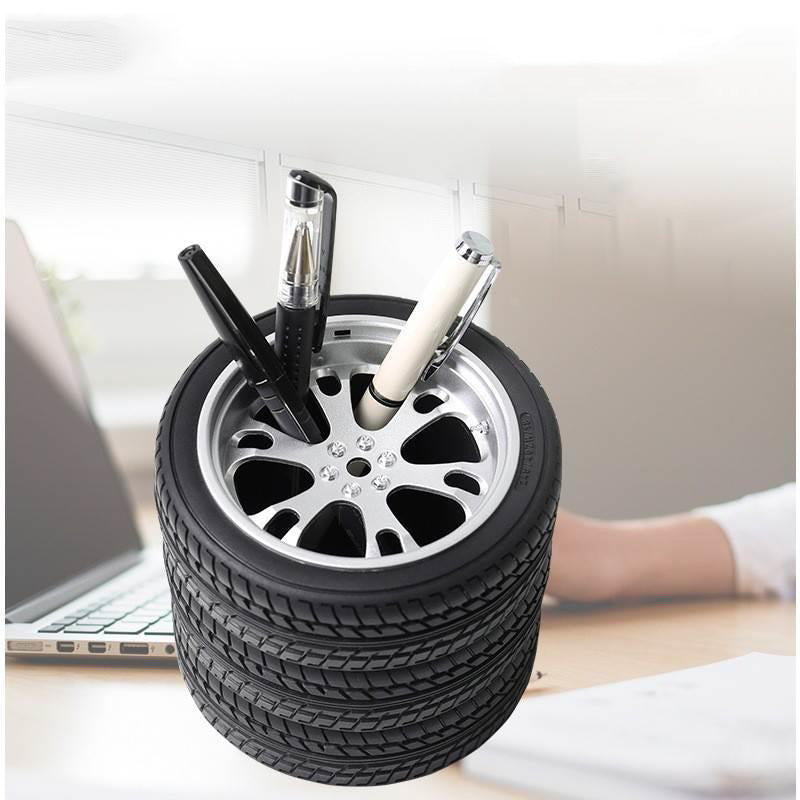 Classic Tire-Shaped Desk Organizer - Unique Pen Holder and Office Storage-Homelova