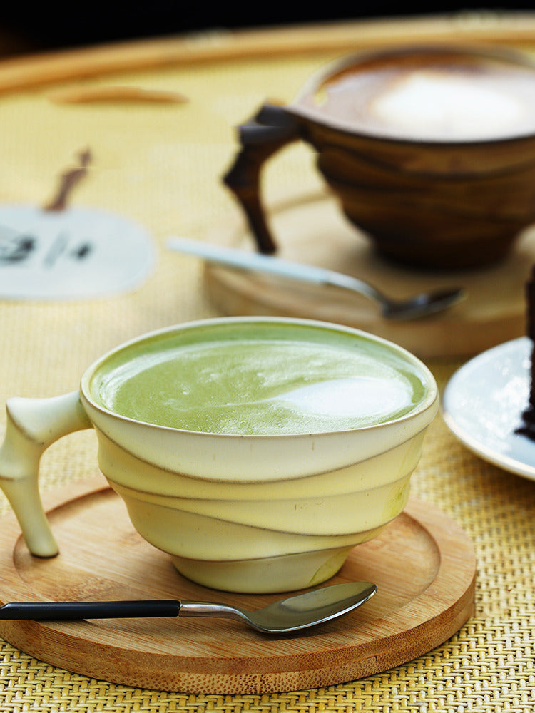 Classic Vintage Irregular Textured Ceramic Coffee Cup-Homelova