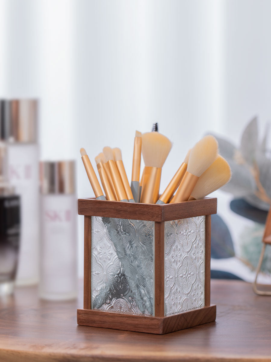 Classic wooden glass pen holder, desktop organization-Homelova