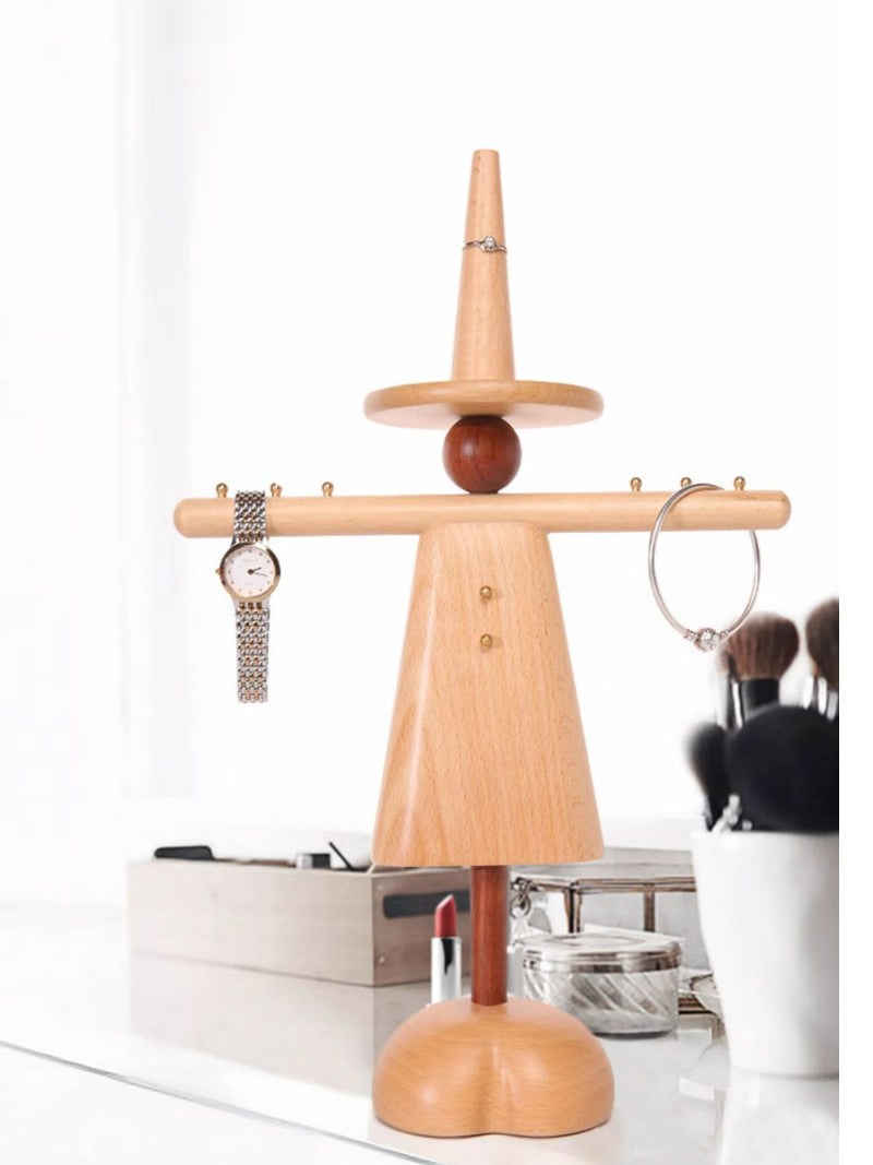 Classic Wooden Scarecrow Jewelry Stand, Necklace Storage, Christmas Gifts-Homelova