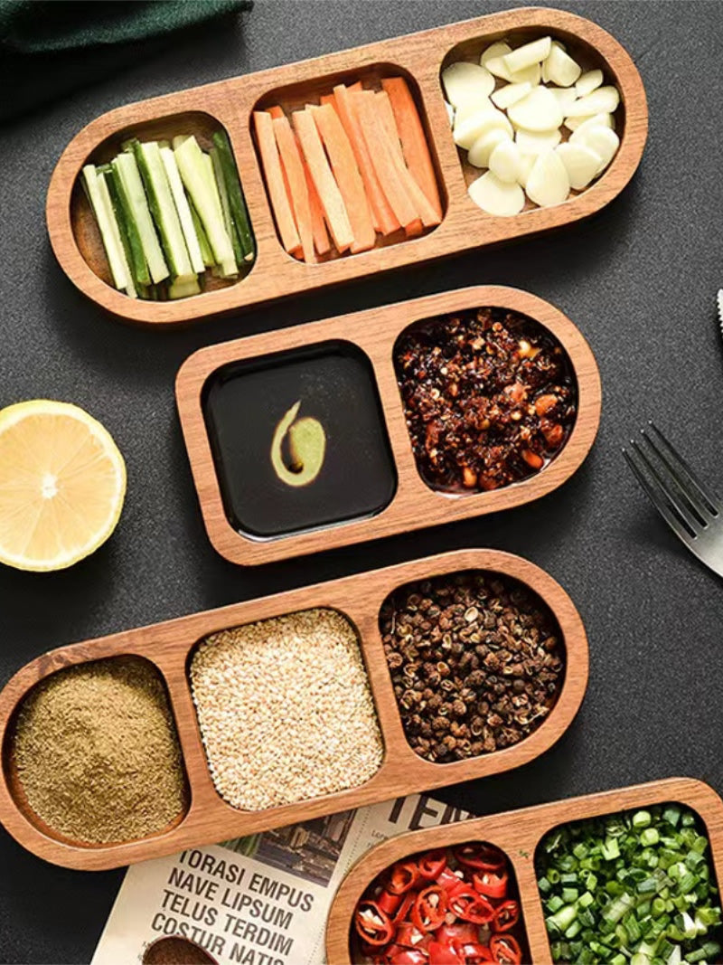 Classic wooden small dinner plate, condiment tray-Homelova