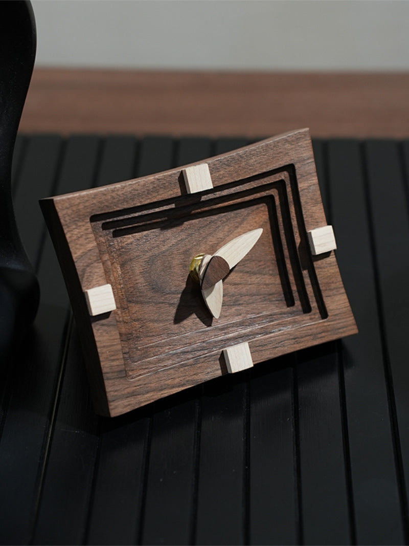 Classical Art Black Walnut Silent Table Clock-Homelova
