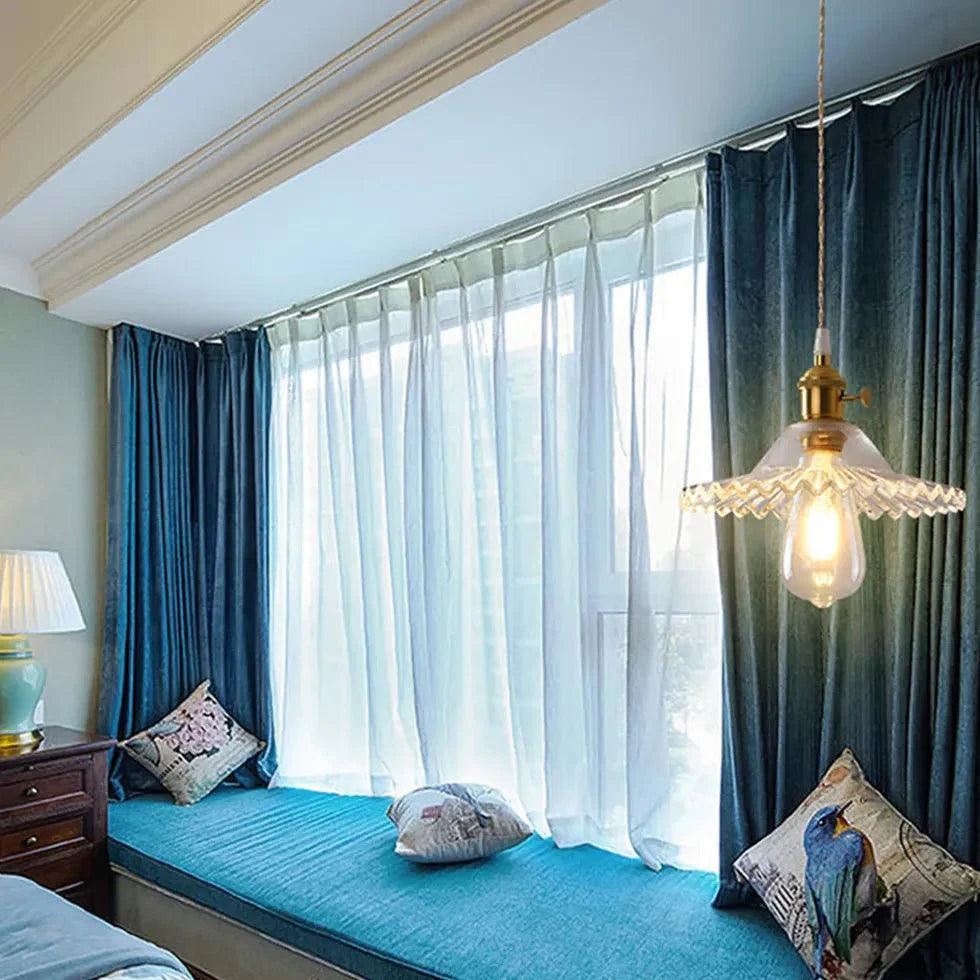Clear Disc Glass Gold Vintage Pendant Light-Homelova