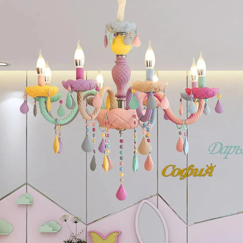 Colorful Cartoon Style Candle Holder Bedroom Chandelier-Homelova