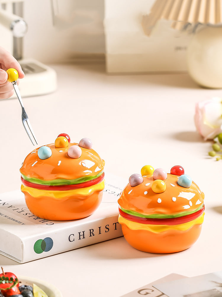 Colorful Fruit Forks Set With Delicious Hamburger Organizer Stand-Homelova