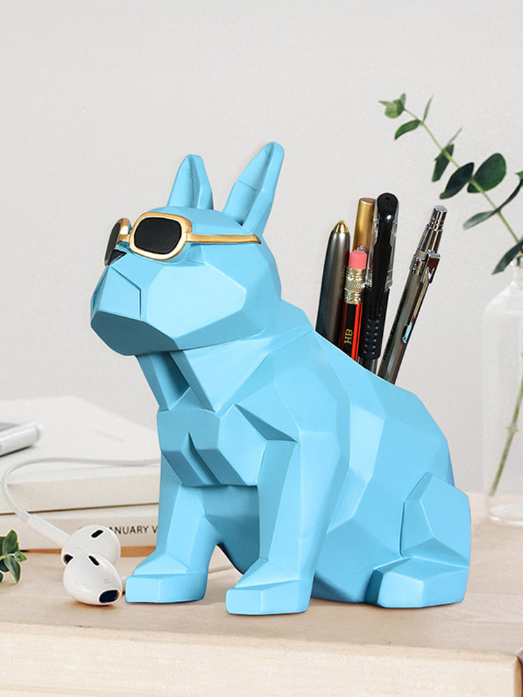 Cool Bulldog Sunglasses Pen Holder: Stylish Desk Organizer-Homelova