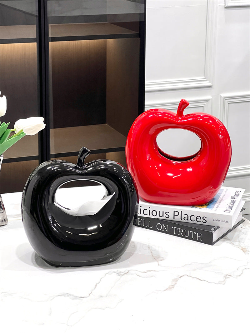 Creative Abstract Apple Ceramic Tissue Box - Unique Artistic Decor-Homelova