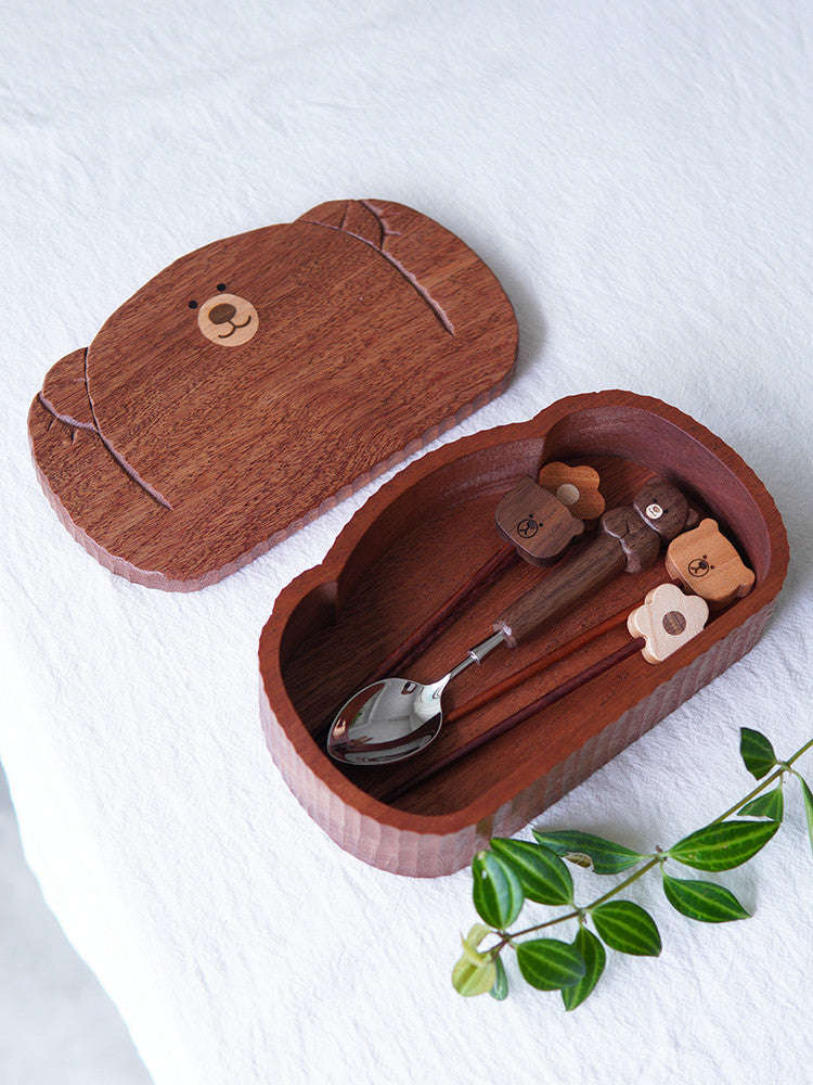 Creative Bear Wooden Jewelry Box, Small Items Storage Box-Homelova