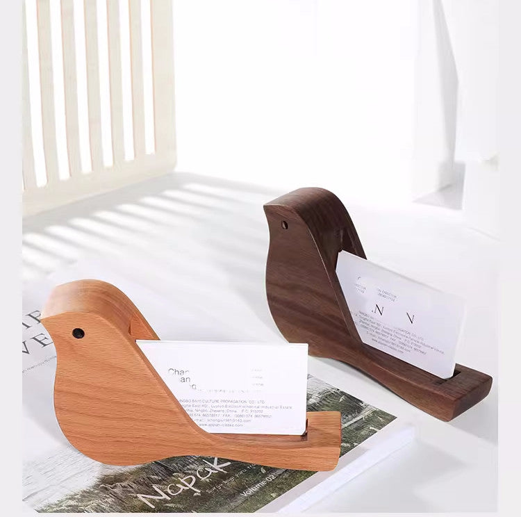 Creative Bird Office Wooden Business Card Holder-Homelova