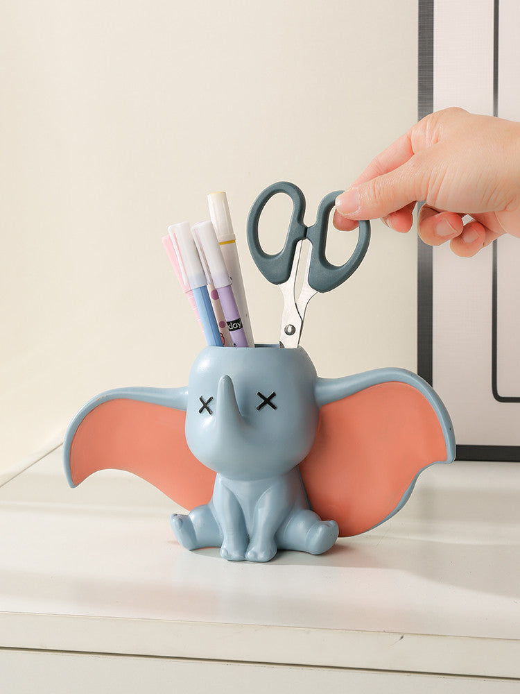 Creative Elephant Pen Holder, Office Desktop Decoration Storage-Homelova