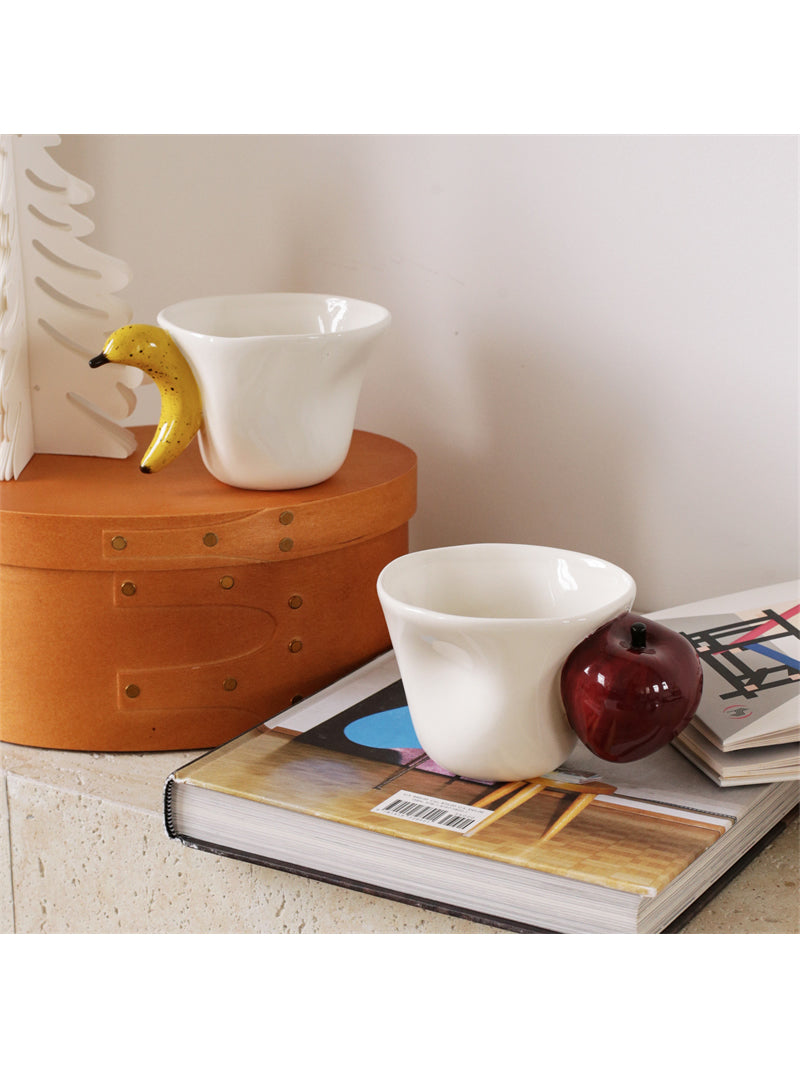 Creative Fruit Ceramic Mug, Banana Apple Cup Handle-Homelova