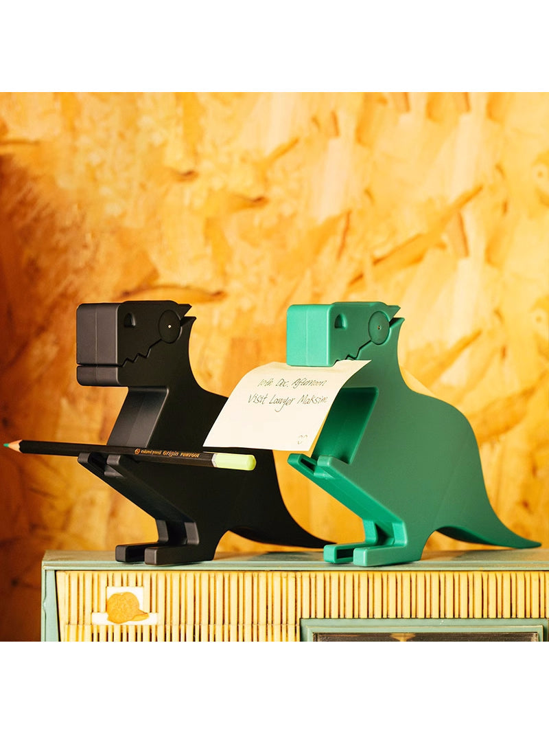 Creative Green Little Dinosaur Note Holder, Office Desktop Decoration-Homelova