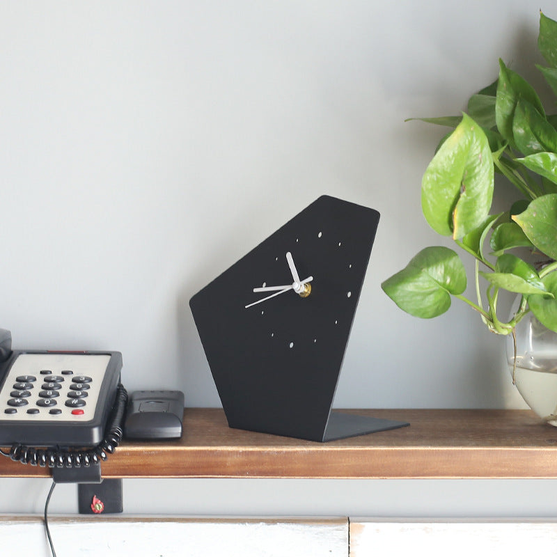 Creative Irregular Abstract Art Metal Table Clock - Unique Modern Decor-Homelova