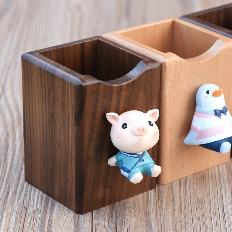 Creative Small Animal  Wooden Pen Holder, Unique Decoration-Homelova