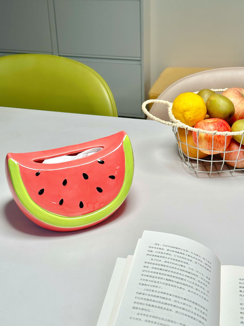 Creative Watermelon Ceramic Tissue Box, Desktop Decoration Ideas-Homelova
