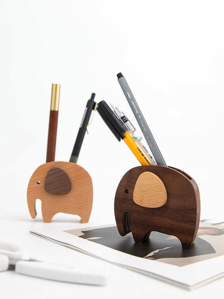 Creative wooden elephant desk decoration pen holder, holiday gift-Homelova