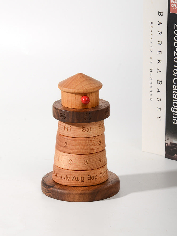 Creative Wooden Lighthouse Shape Perpetual Calendar, Unique Gift-Homelova