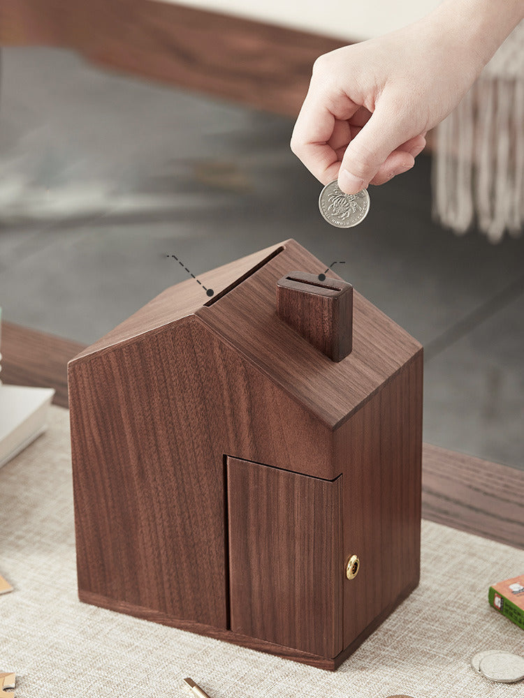 Creative Wooden Tiny House Piggy Bank, Holiday Children'S Gift-Homelova