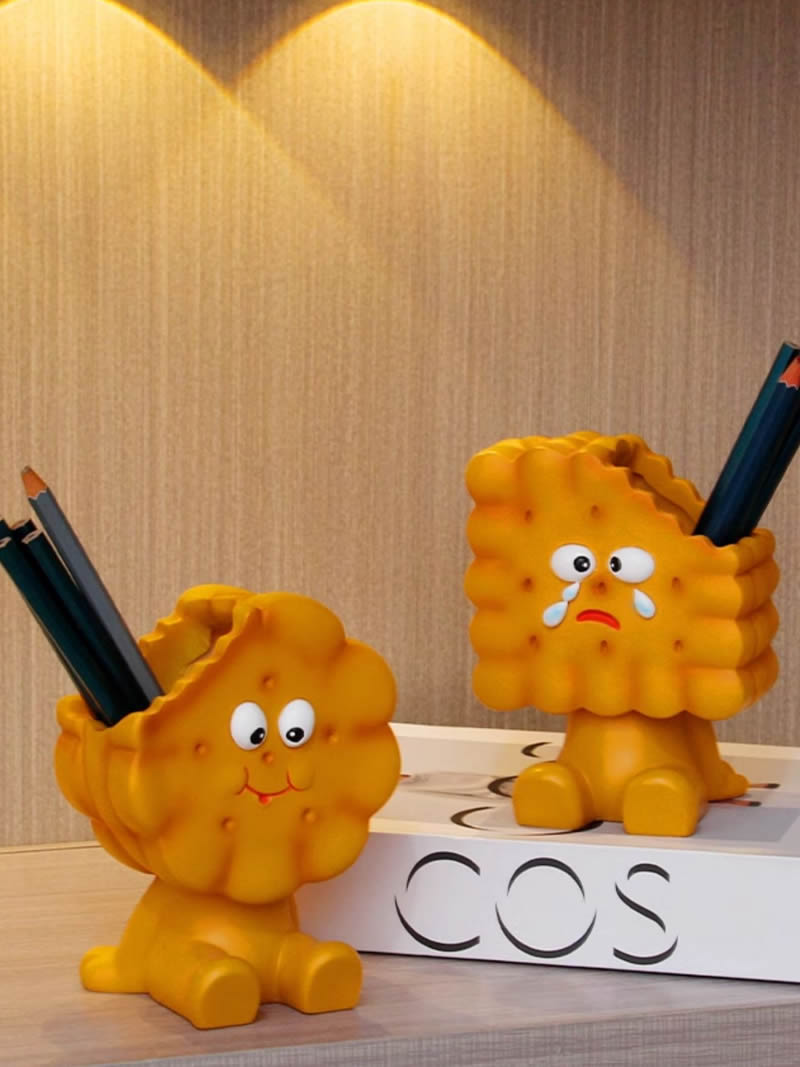 Crying Biscuit Pen Holder, Fun Gift, Study Office Desk Decoration-Homelova