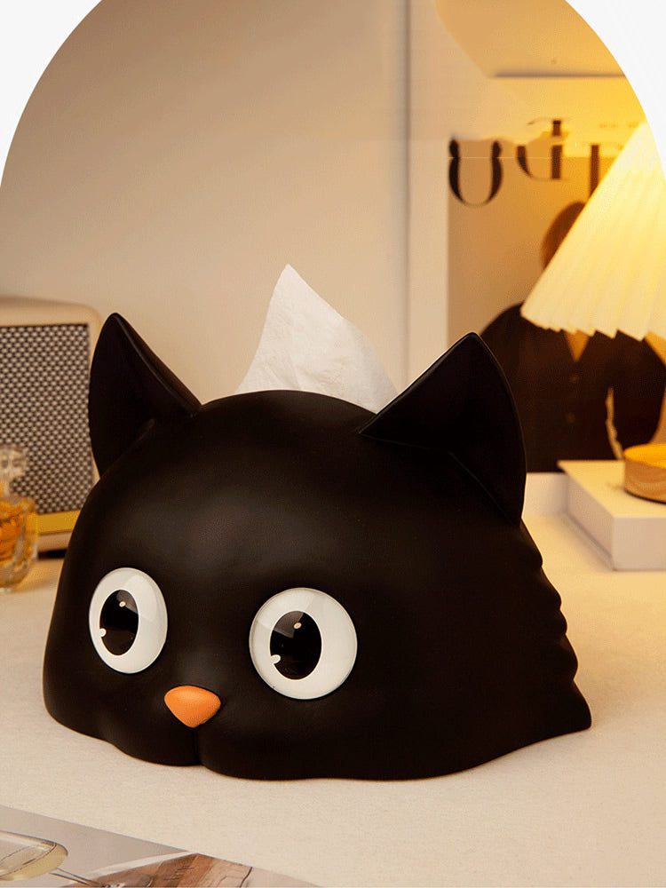 Cute Big-Eyed Cat Tissue Holder: Stylish and Practical Table Decoration-Homelova