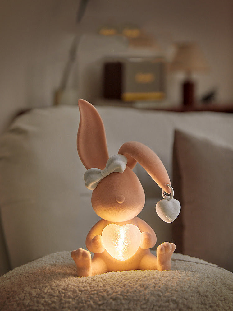 Cute Bunny Night Light with Bow-Knot: Ideal for Kids' Rooms and Gift Giving-Homelova