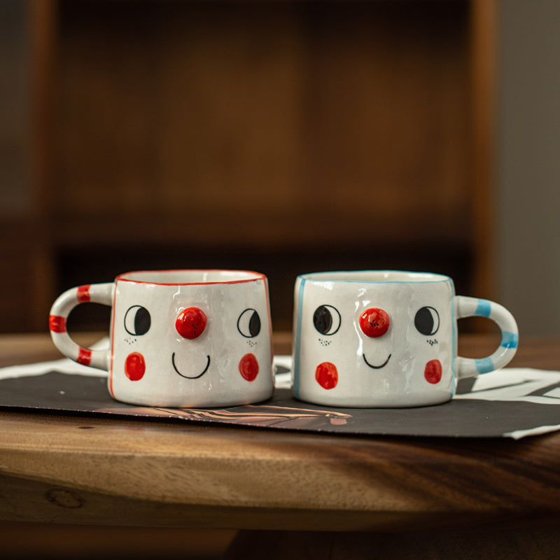 Cute Cartoon Clown Ceramic Mug, Hand-Painted Coffee Cup, Creative Gift-Homelova