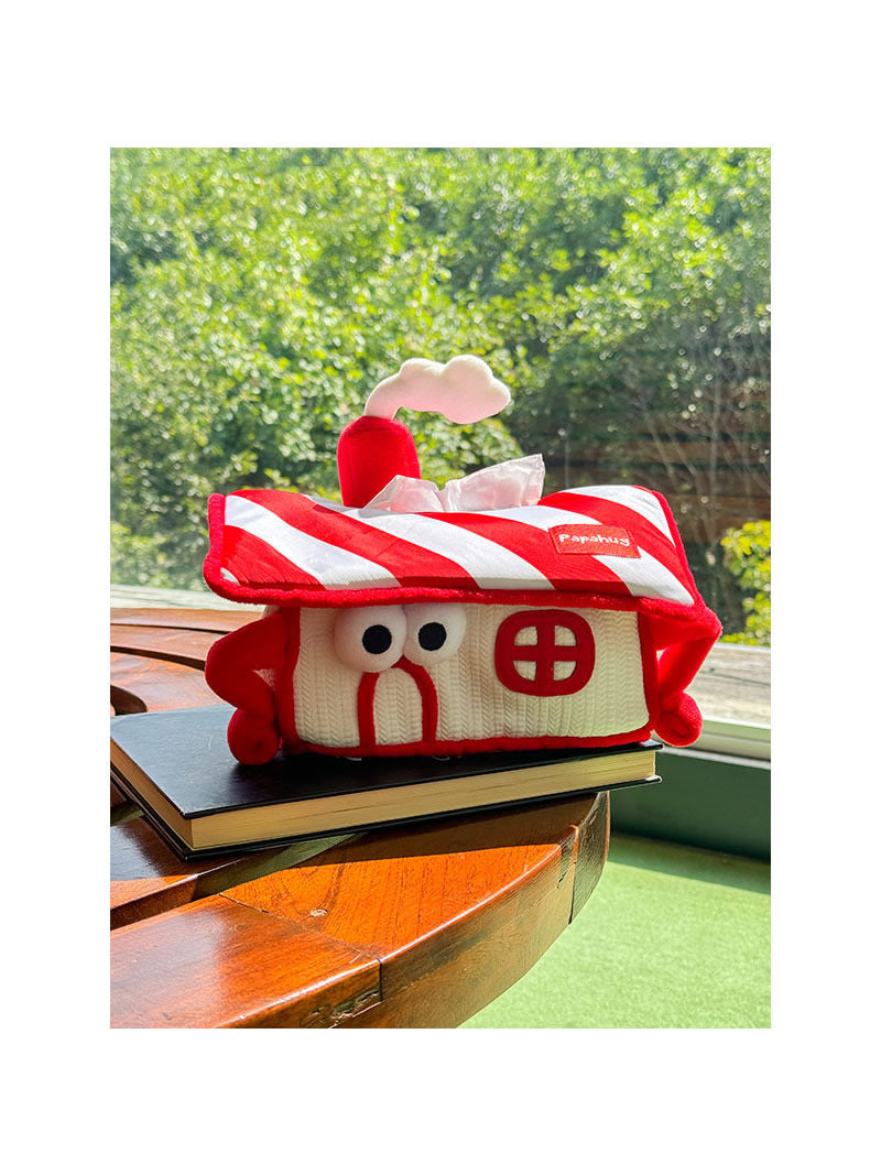 Cute Cartoon Red House Tissue Box, Hanging Tissue Holder-Homelova