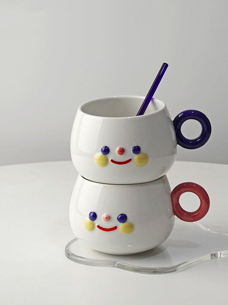 Cute Cartoon Smiley Face Mug - Perfect For Coffee Cup, Teatea-Homelova