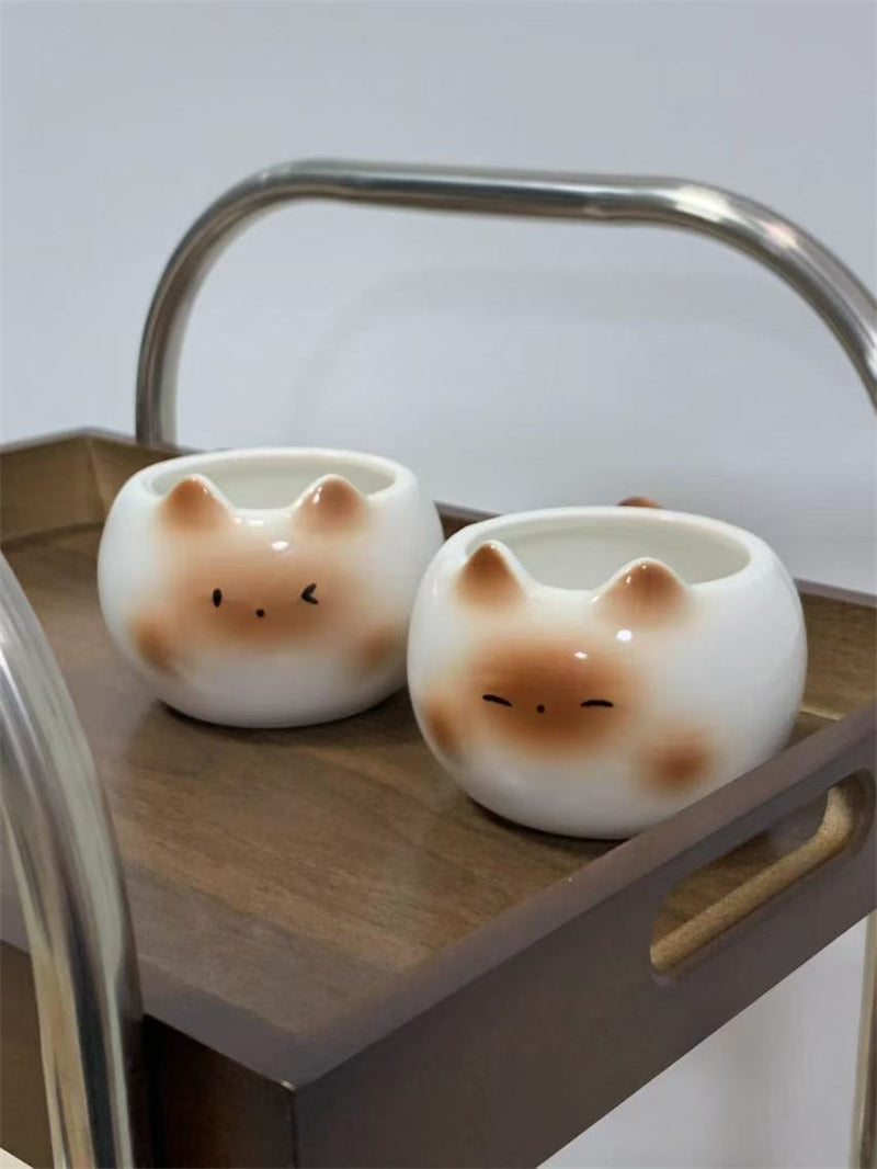 Cute Cat With Smiley Face Ceramic Coffee Cup-Homelova