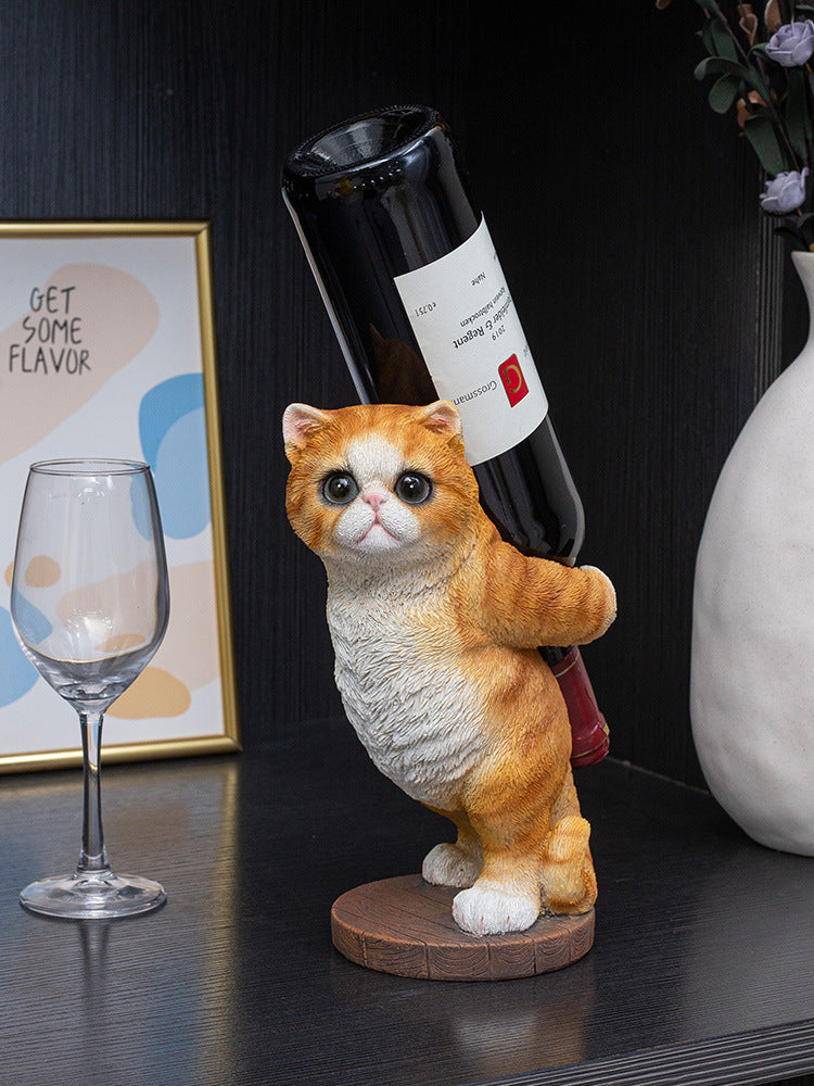 Cute Orange Cat Wine Rack,Bottle Holder, Living Room Decoration, Creative Gift-Homelova
