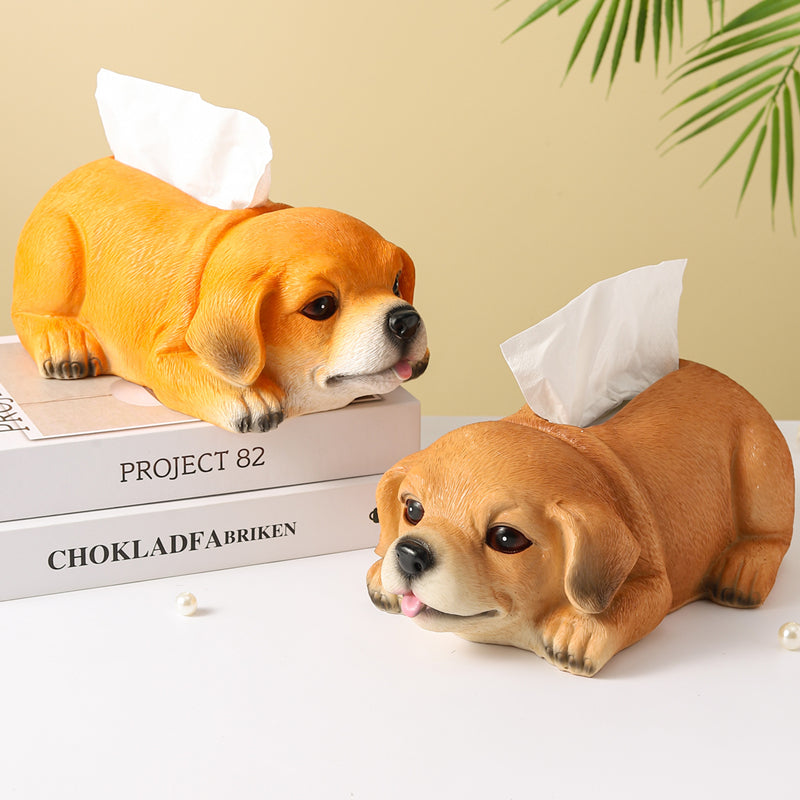 Cute Pet Dog Desktop Tissue Box, Office Home Decoration-Homelova