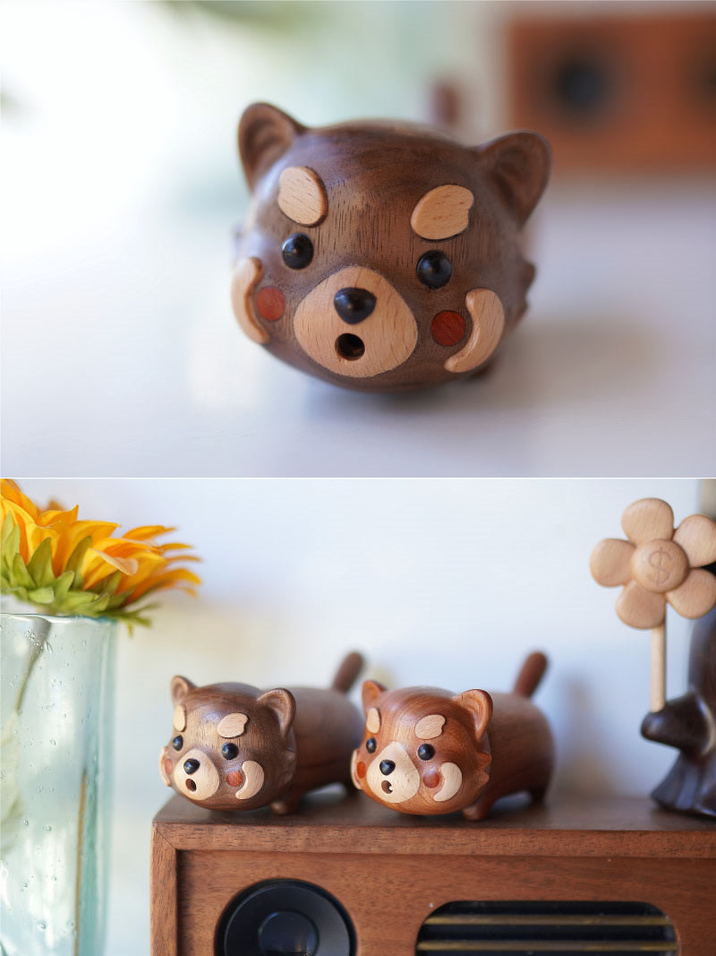 Cute Solid Wood Red Panda Toothpick Holder,Wooden Ornaments-Homelova