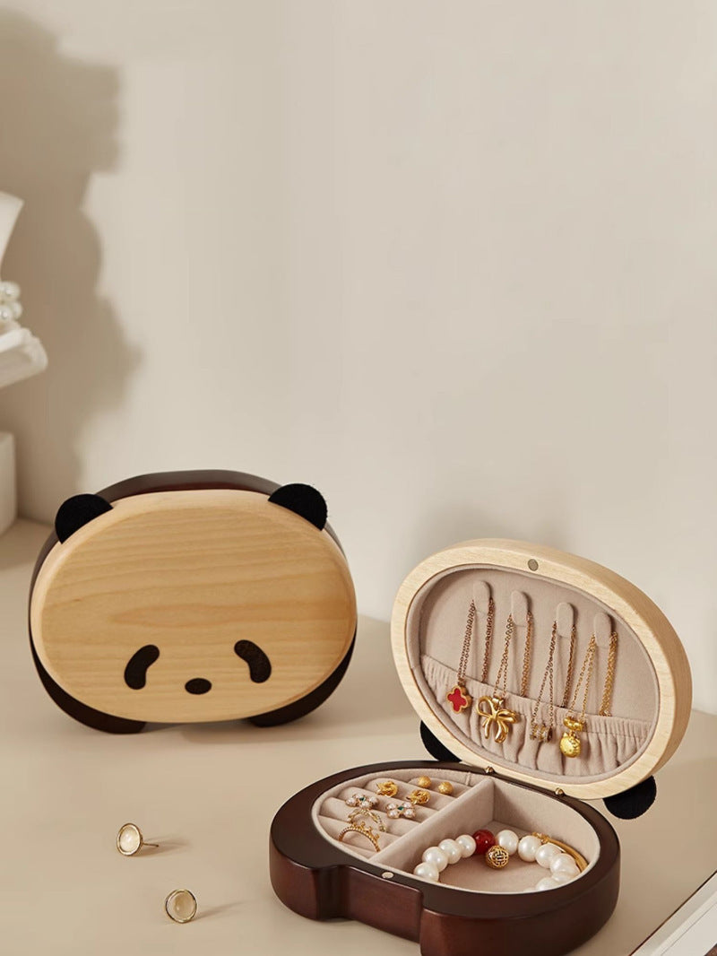 Cute Wooden Portable Panda Jewelry Box, Jewelry Holder, Christmas Gift-Homelova