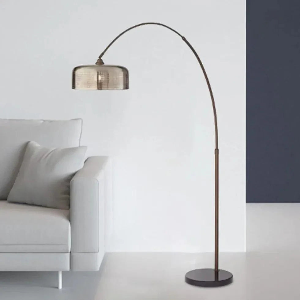 Cylindrical Glass Brown Floor Lamp-Homelova