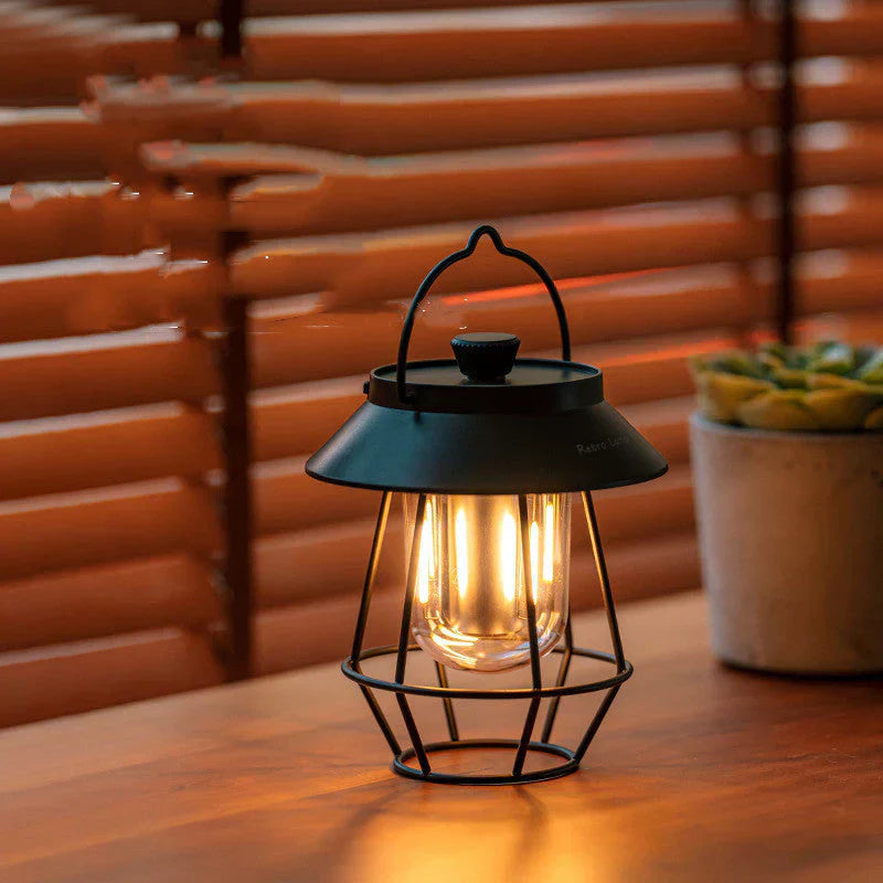 Led Camping Lantern in Retro Design - Portable Lamp for Indoors and Outdoors-Homelova