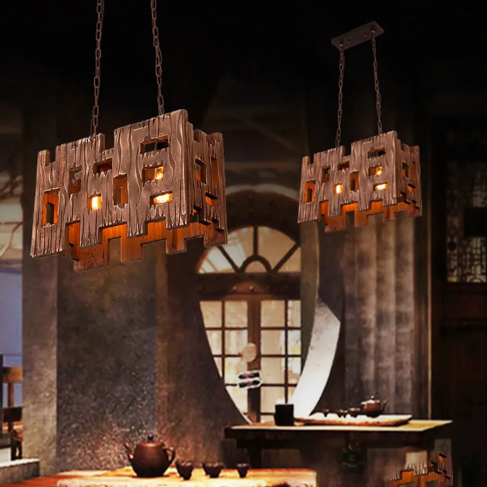 Dark Wood Vintage Pendant Light for Restaurant-Homelova