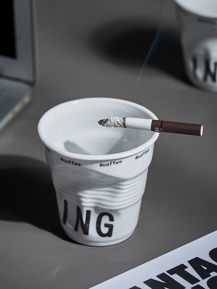 Deformed Cup Ceramic Ashtray, Creative Art Design-Homelova
