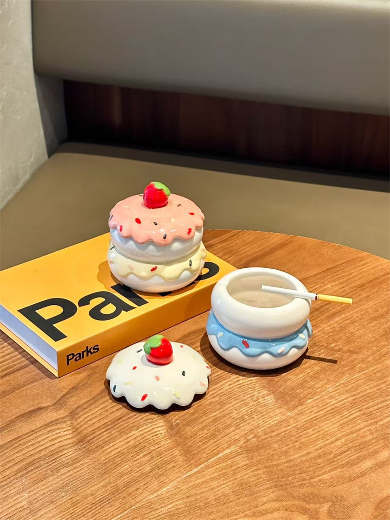 Delicious Cake Ceramic Ashtray & Desk Organizer,Home Office Decoration-Homelova