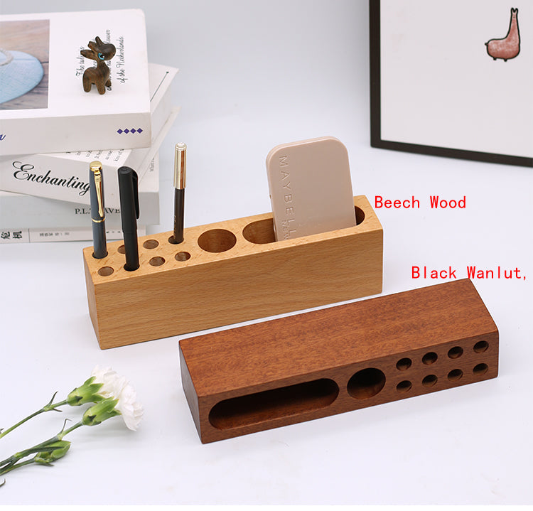 Desktop Storage Pen Holder, Business Card Holder, Pure Wood Organization Design-Homelova