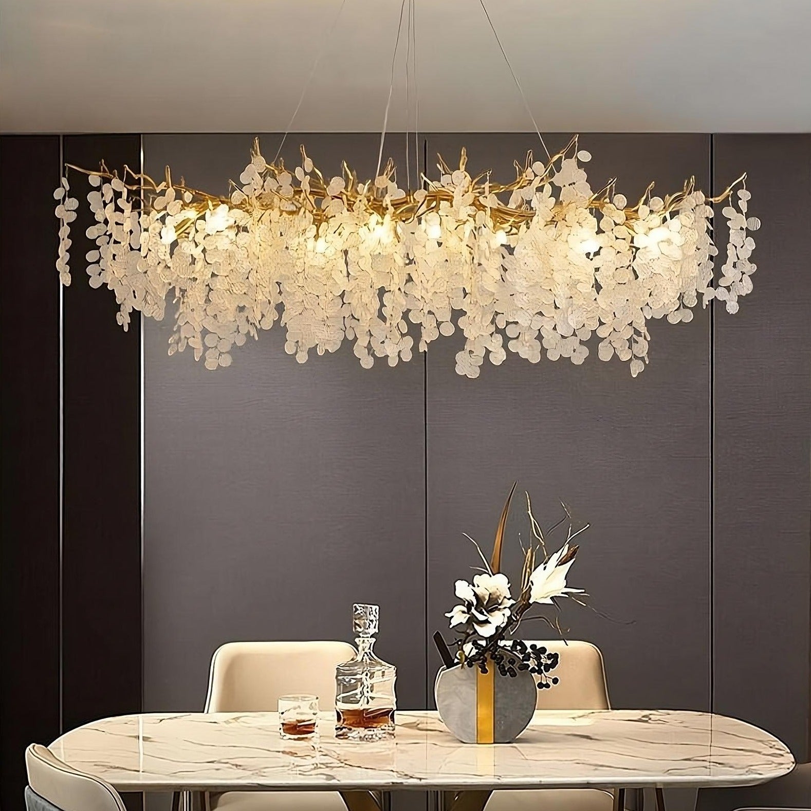 Albero Frost Glass Dining Room Chandelier-Homelova