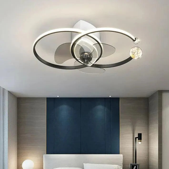 Double Ring LED Bedroom Ceiling Fan Light-Homelova