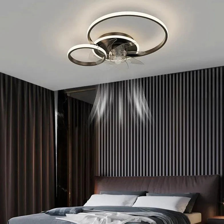 Double Ring Modern LED Ceiling Fan Light-Homelova