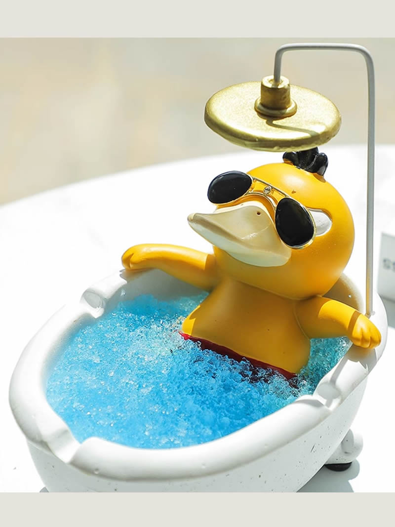 Duck Ashtray Bathing In Bathtub, Quirky Desktop Decoration Gift-Homelova