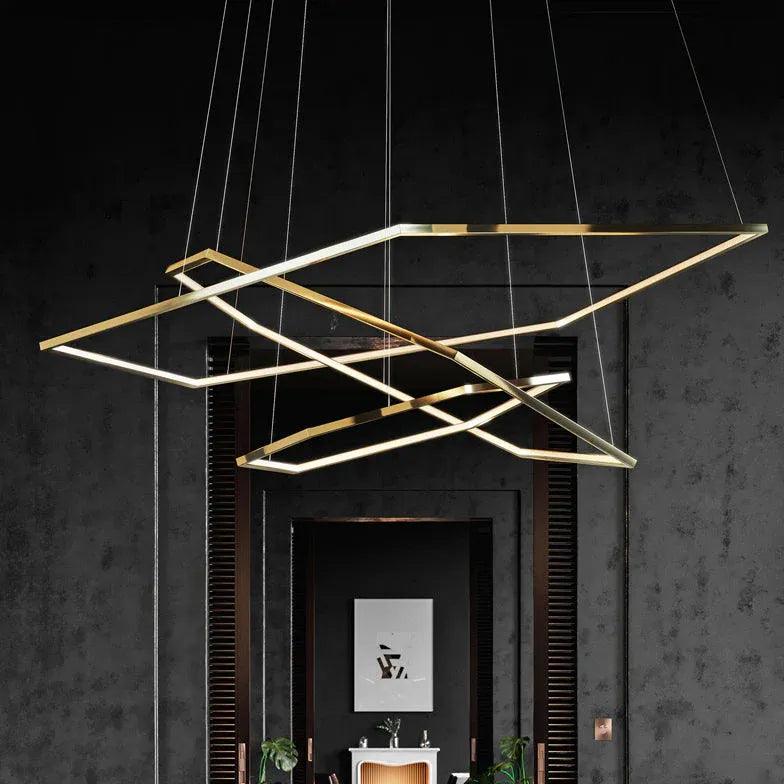 Geometric Shape Metal Gold LED Pendant Light-Homelova