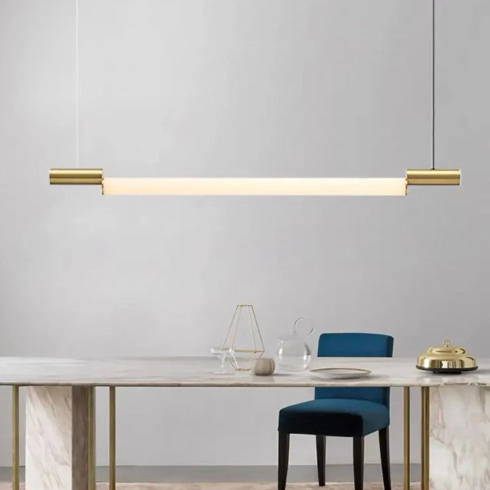 Tubular Elongated Gold Kitchen Pendant Light-Homelova