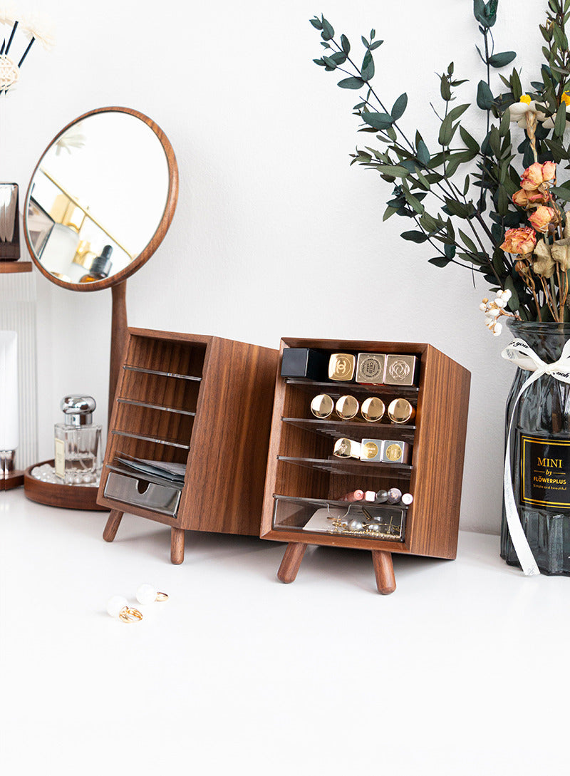 Elegant Wooden Cosmetic Storage Box: Desk Organizer for Beauty Essentials-Homelova