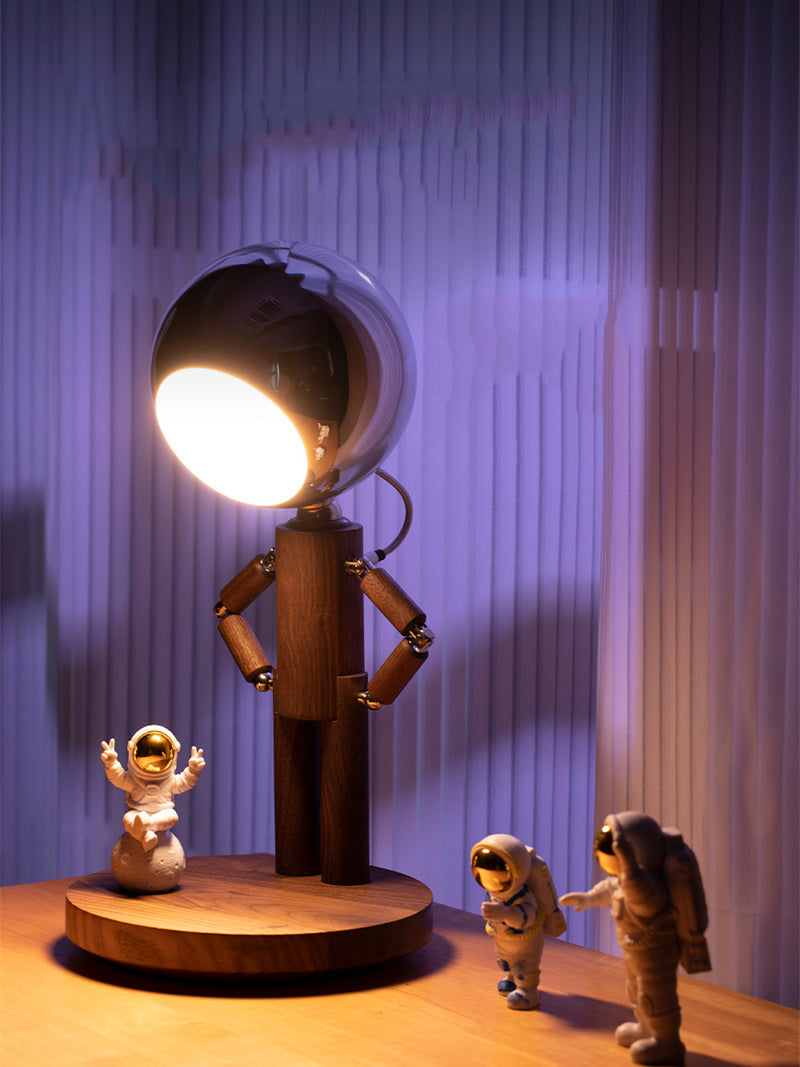 Elegant Wooden Moon Guardian Angel Table Lamp -  Perfect for Home or Office Decor-Homelova