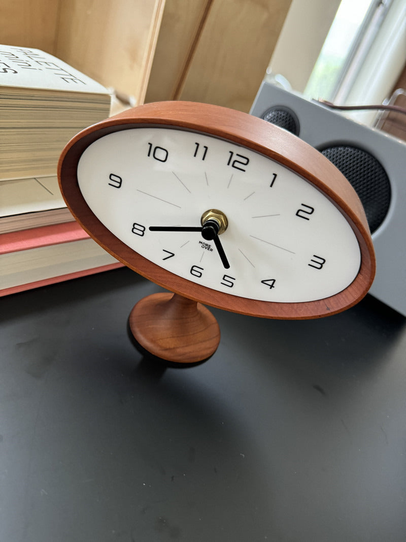 Elegant Wooden Oval Desk Clock: Minimalist Timepiece for Your Workspace-Homelova