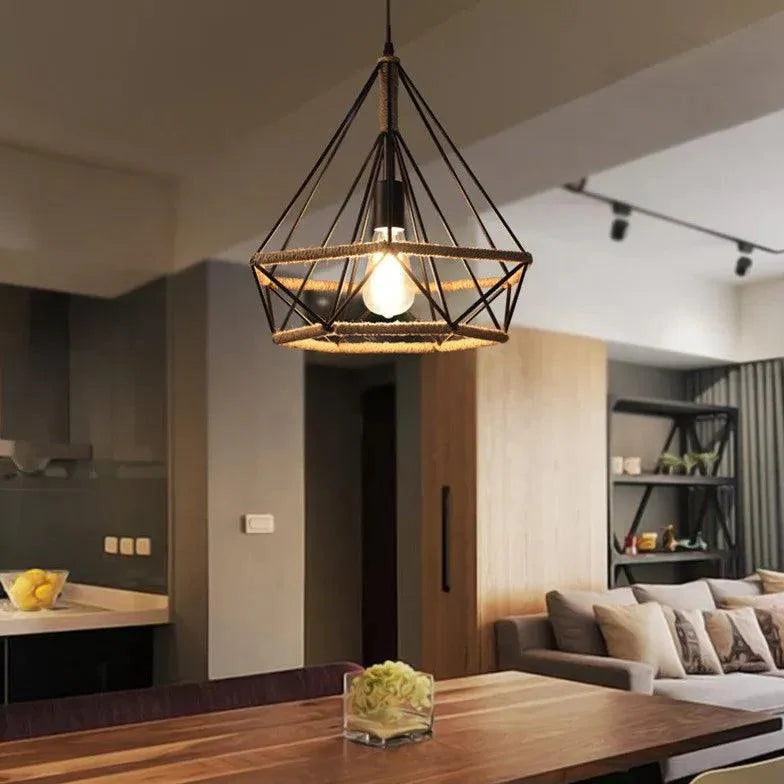 Diamond Metal Frame Industrial Pendant Light-Homelova